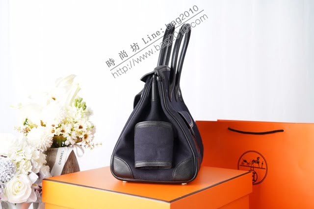 Hermes包包 愛馬仕新款Birkin包 帆布拼接滑皮Swift Cargo布包 男女同款通用  am2107